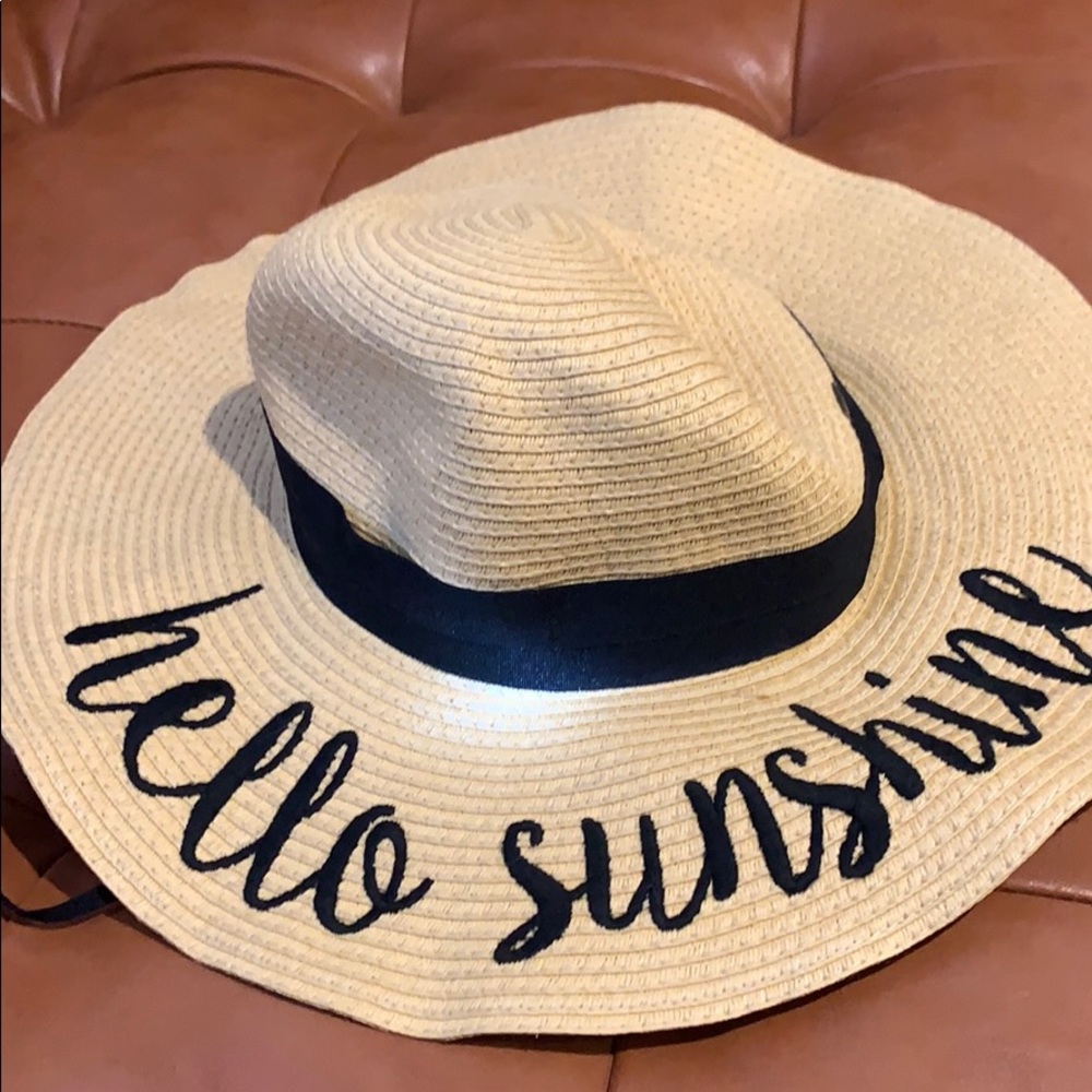 Sun hat hello sunshine embroidery never used